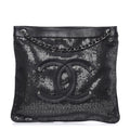Chanel Calfskin Mesh Hidden Sequin CC Black Tote Bag