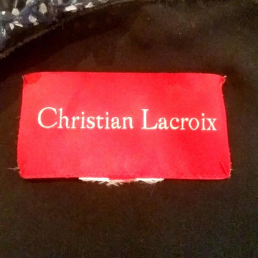 ARCHIVE: Christian Lacroix Couture 1990s Navy Silk Chiffon Polkadot Dress