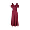 ARCHIVE: 1950s Burgundy Ripple Print Satin Evening Dress