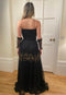 Fred Perlberg 1940s Black and Gold Chiffon Evening Dress with Matching Gloves