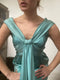 ARCHIVE - Hardy Amies Couture 1950s Silk Satin Aquamarine Occasion Dress