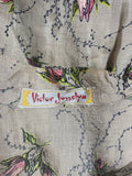 1950s Victor Josselyn Silk Floral Rose Spray Print Dress