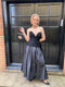 1980s Vicky Tiel Couture Strapless Black Silk Dress