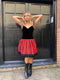 1980s John Charles Black Velvet and Tartan Dress