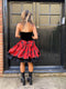 1980s John Charles Black Velvet and Tartan Dress