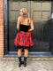 1980s John Charles Black Velvet and Tartan Dress