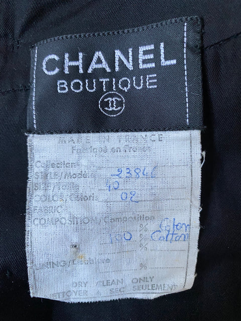 1986 Runway Chanel Black Cotton Peplum Dress