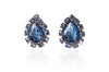 1950s Blue Leaf Motif Diamante & Glass Clip-on Earrings