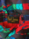Paul Jonas 1960s Floral Print Dress with Black Stripes-CIRCA VINTAGE LONDON