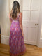 1970s Purple Butterfly Fortuny Style Empire Line Dress
