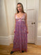1970s Purple Butterfly Fortuny Style Empire Line Dress