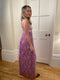 1970s Purple Butterfly Fortuny Style Empire Line Dress