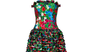 2008 Runway Oscar de la Renta Strapless Ruffle Tiered Dress