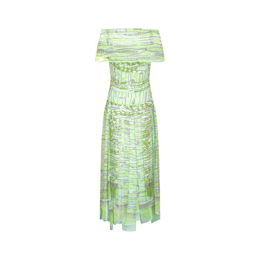 2010s Zandra Rhodes Couture Green Sequin Dress and Shawl