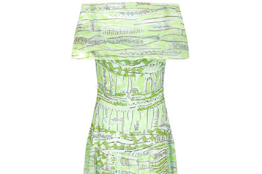 2010s Zandra Rhodes Couture Green Sequin Dress and Shawl