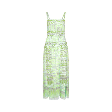 2010s Zandra Rhodes Couture Green Sequin Dress and Shawl