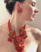 1990s Stanley Hagler Faux Coral Earring and Necklace Set