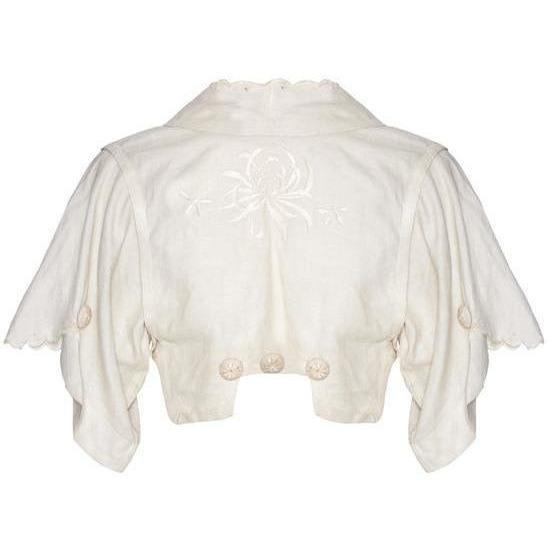 ARCHIVE - 1900s Embroidered White Linen Bolero