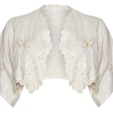 ARCHIVE - 1900s Embroidered White Linen Bolero