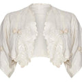 ARCHIVE - 1900s Embroidered White Linen Bolero