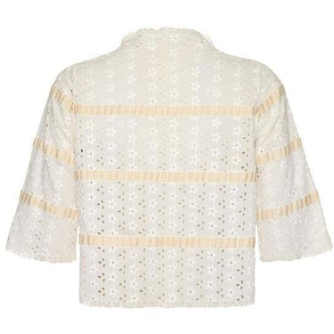 ARCHIVE - 1910 Edwardian White Eyelet Cotton Bolero with Silk Ribbon