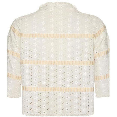 ARCHIVE - 1910 Edwardian White Eyelet Cotton Bolero with Silk Ribbon