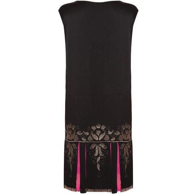 ARCHIVE - 1920s Black Liquid Satin Beaded Flapper Dress