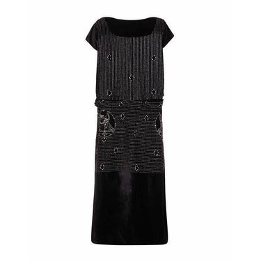 ARCHIVE - 1920s Black Velvet Beaded Dress