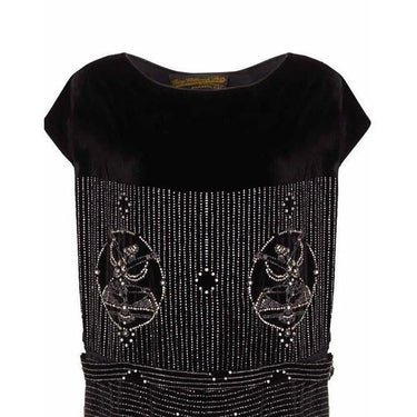 ARCHIVE - 1920s Black Velvet Beaded Dress