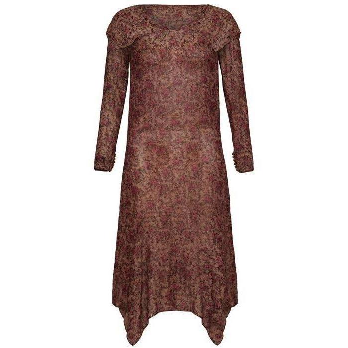 ARCHIVE - 1920s Floral Lame Flapper Dress With Long Sleeves