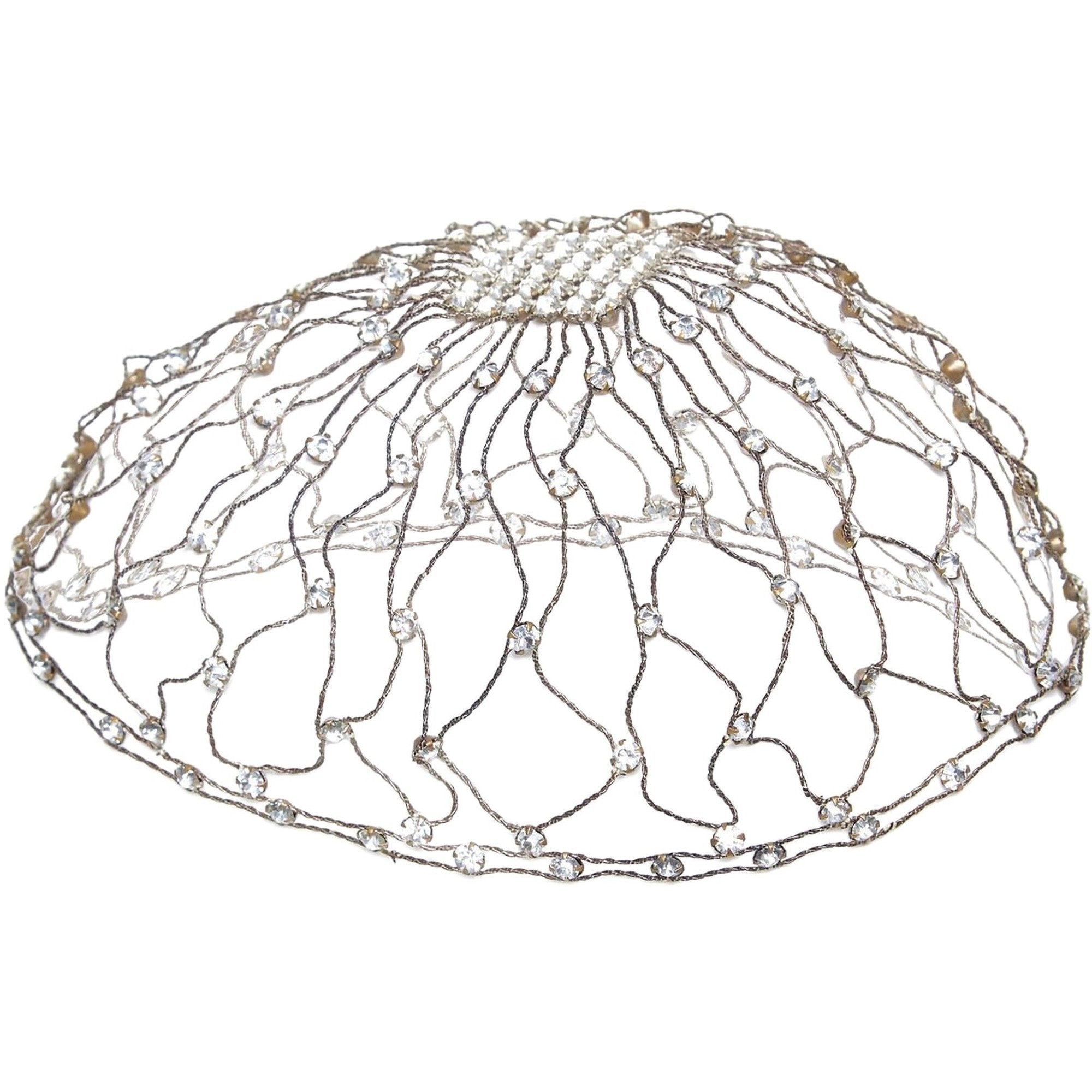 ARCHIVE - 1920s Juliet Metallic Bridal or Flapper Skull Cap with Rhinestones