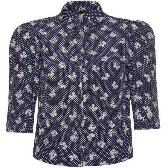 ARCHIVE - 1920s Navy and Cream Floral Blouse
