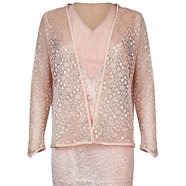 ARCHIVE - 1920s Pink Satin and Cobweb Lace Three Piece Set