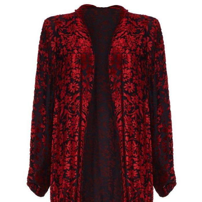 ARCHIVE - 1920s Red and Black Burnout Velvet Jacket