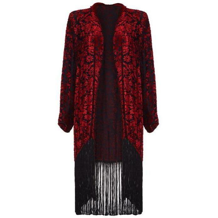 ARCHIVE - 1920s Red and Black Burnout Velvet Jacket
