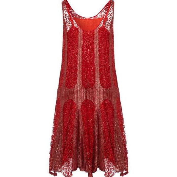 ARCHIVE - 1920s Red and Silver Lame Flapper Dress