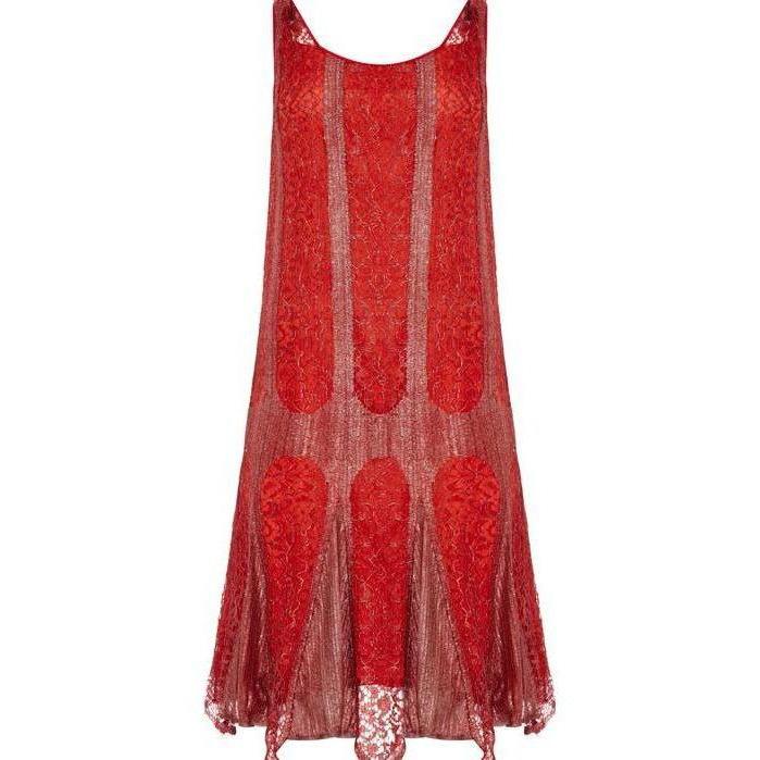 ARCHIVE - 1920s Red and Silver Lame Flapper Dress