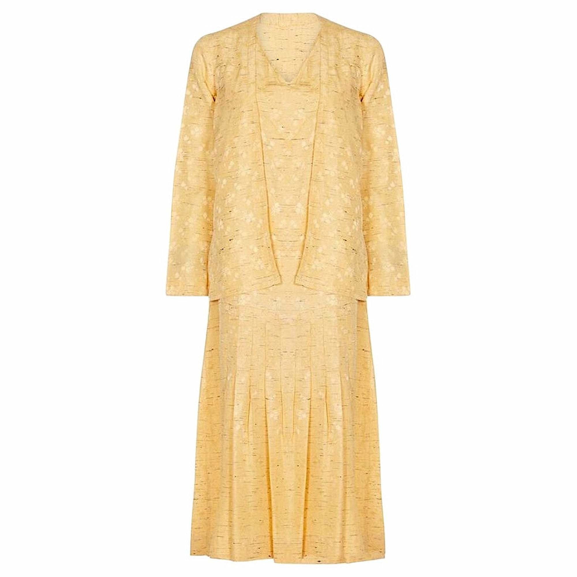 ARCHIVE - 1920s Yellow Silk Flapper Dress With Matching Jacket