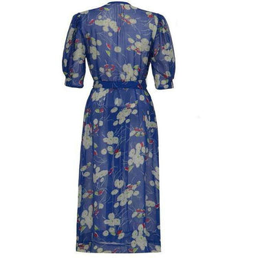 ARCHIVE - 1930s-40s Sheer Blue Floral Print Dress