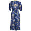 ARCHIVE - 1930s-40s Sheer Blue Floral Print Dress