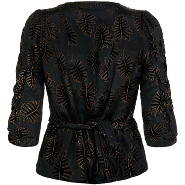 ARCHIVE - 1930s Black and Gold Leaf Velvet Lame Top