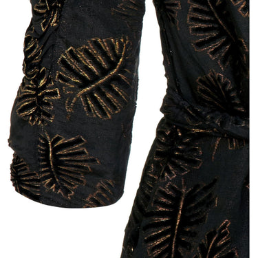ARCHIVE - 1930s Black and Gold Leaf Velvet Lame Top
