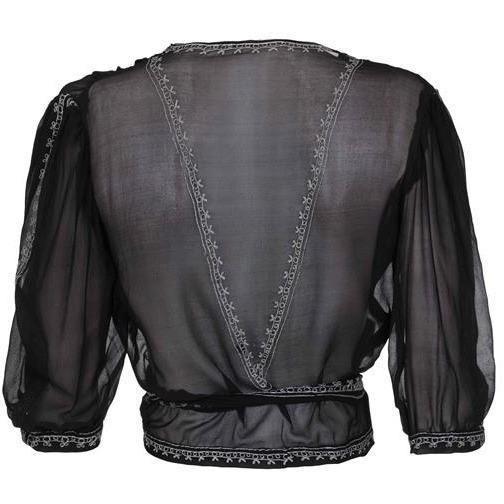ARCHIVE - 1930s Black Chiffon Cross Over Blouse