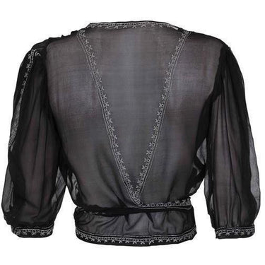 ARCHIVE - 1930s Black Chiffon Cross Over Blouse