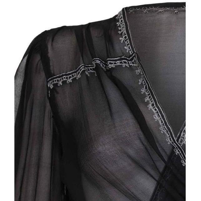 ARCHIVE - 1930s Black Chiffon Cross Over Blouse