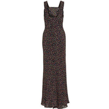 ARCHIVE - 1930s Black Crepe Rosebud Print Bias Cut Dress