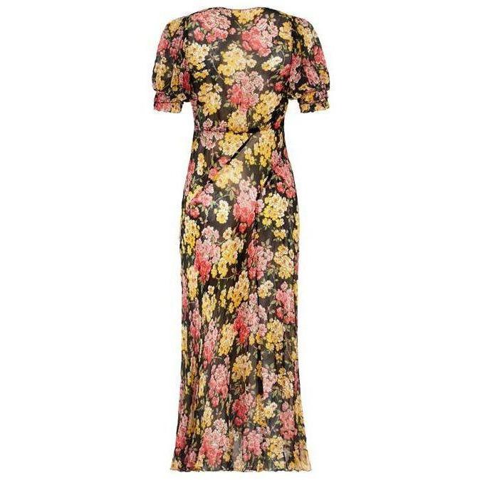 ARCHIVE - 1930s Black, Pink and Yellow Floral Chiffon Dress