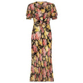 ARCHIVE - 1930s Black, Pink and Yellow Floral Chiffon Dress