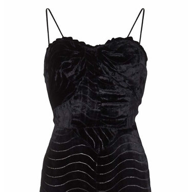 ARCHIVE - 1930s Black Silk Devore Velvet Dress With Spaghetti Straps