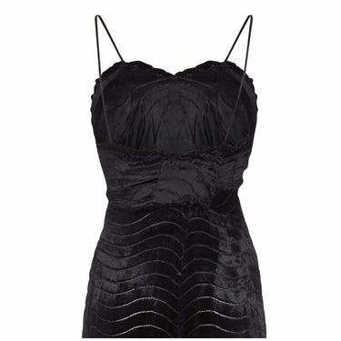 ARCHIVE - 1930s Black Silk Devore Velvet Dress With Spaghetti Straps